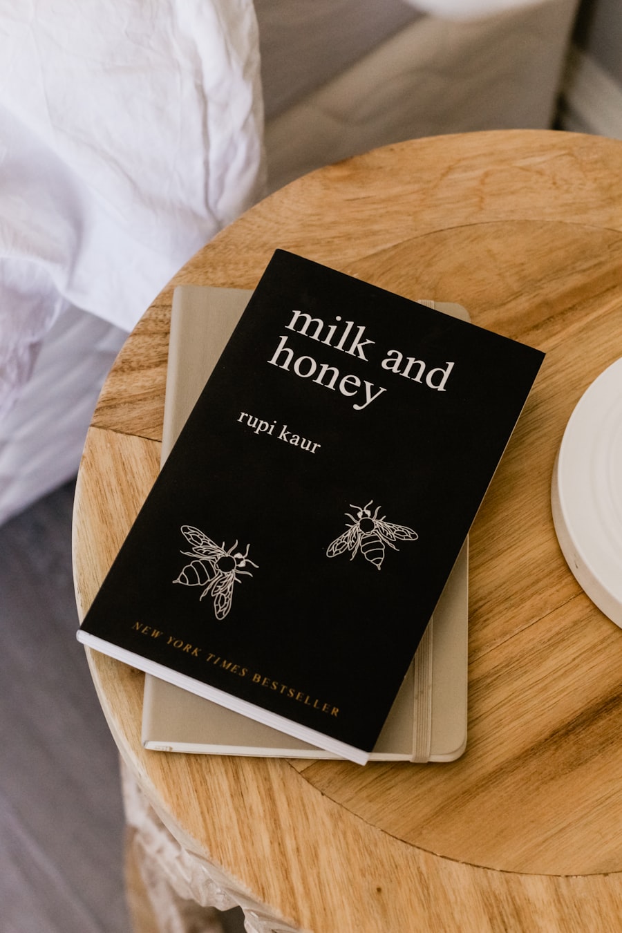 Open poetry book with soft natural light